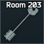 Clé de la chambre 203 du dortoir