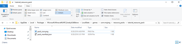 Tutorials Creating Resource Pack Add Ons Official Minecraft Wiki - save it into the same folder that we put our manifest json file for reference our folder should look like this now