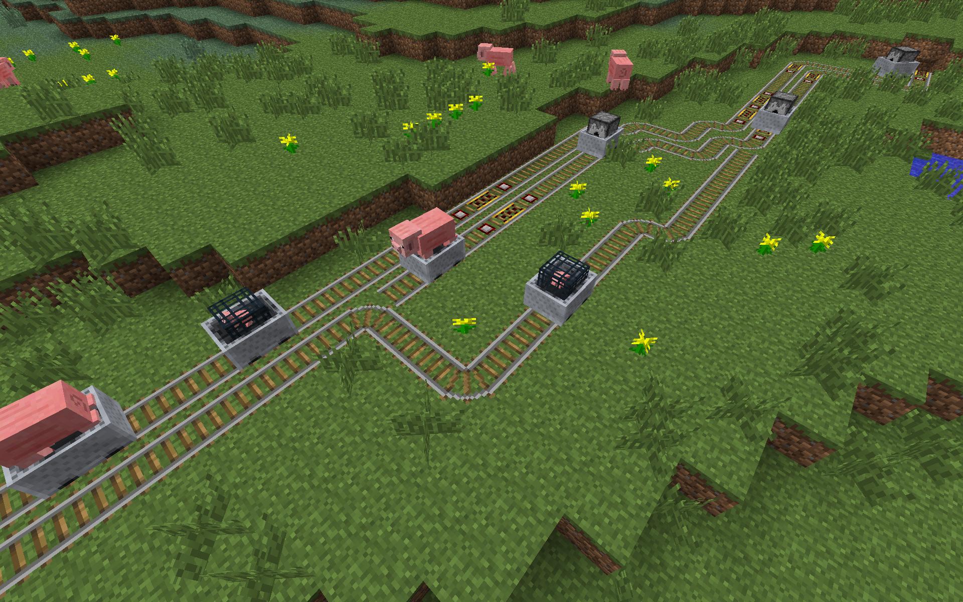 What is the title of this picture ? Plik:Wagoniki z spawnerem i dozownikiem.jpg – Oficjalna Minecraft Wiki